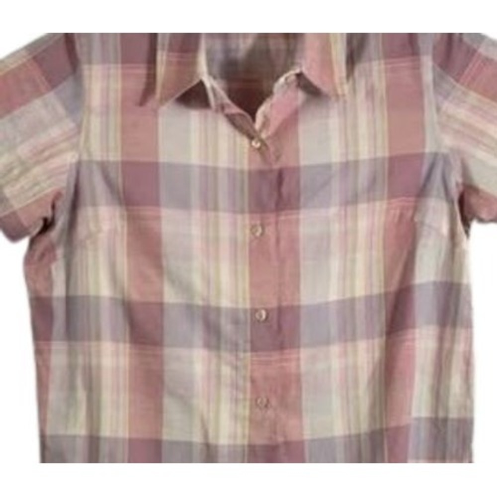 Pink Plaid Button‎ Up Shirt 100% Cotton Cottagecore Casual 1X Soft Girl Preppy - Picture 4 of 9